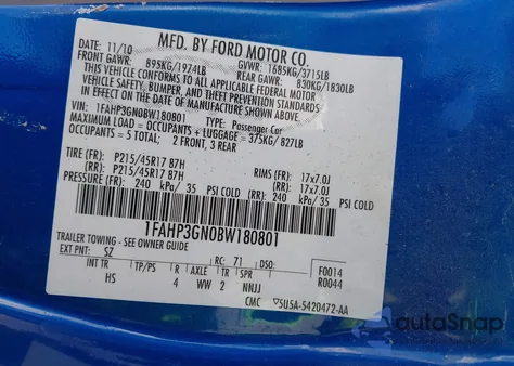 2011 Ford Focus Ses z USA, uszkodzony, nr VIN 1FAHP3GN0BW180801